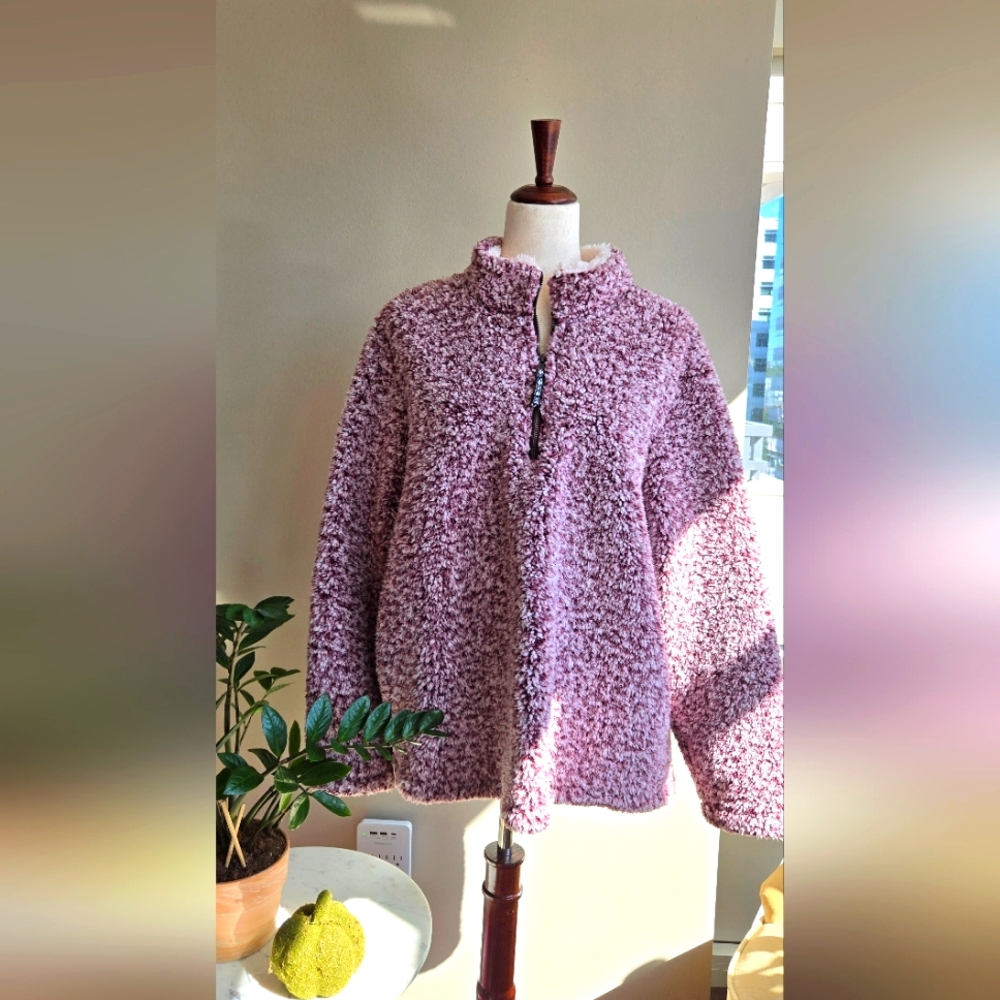 Time and Tru Sherpa Pullover - Soft Burgundy, 1X